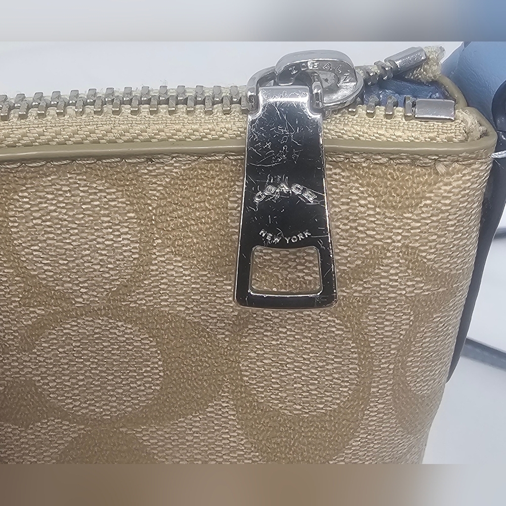 Coach Signature East West Pop Crossbody Handbag Light Khaki/Blue 10"x7" F58316 - Picture 4 of 16